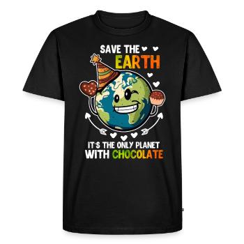 Save the Earth Chocolate Lovers Environmental Protection - Men's Premium Organic T-Shirt - black - Front - Nico (187cm)