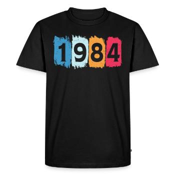T-shirt rétro 1984 84 millésime 1984 - T-shirt Premium bio Homme - noir - Devant - Nico (187cm)