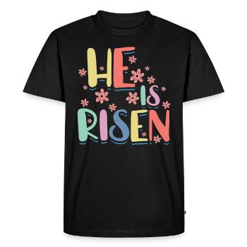 Il est ressuscité, fleur, Dieu, adorateur, foi - T-shirt Premium bio Homme - noir - Devant - Nico (187cm)