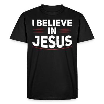 Je crois en Jésus Foi chrétienne croyant - T-shirt Premium bio Homme - noir - Devant - Nico (187cm)