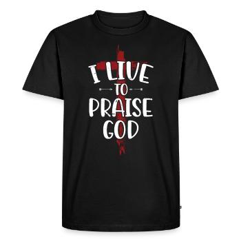 I live to praise God Holy Cross of the - Men's Premium Organic T-Shirt - black - Front - Nico (187cm)