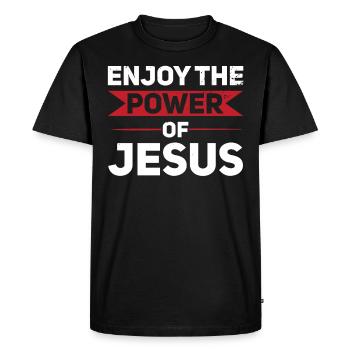 Profitez de la puissance de Jésus Croyez Dieu - T-shirt Premium bio Homme - noir - Devant - Nico (187cm)