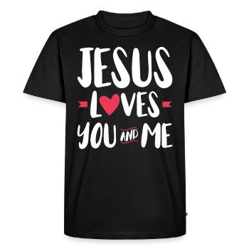 Jésus nous aime, toi et moi, la foi chrétienne - T-shirt Premium bio Homme - noir - Devant - Nico (187cm)
