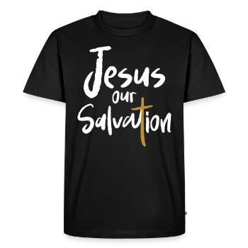 Jésus Notre Rédemption Croix Foi chrétienne - T-shirt Premium bio Homme - noir - Devant - Nico (187cm)