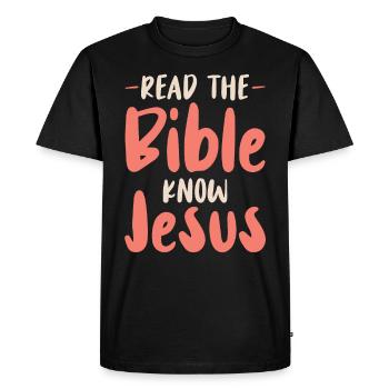 Lire la Bible Foi chrétienne Dieu Jésus - T-shirt Premium bio Homme - noir - Devant - Nico (187cm)