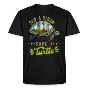 Save the turtles Environmental Protection Ocean - Men's Premium Organic T-Shirt - black - Front - Nico (187cm)