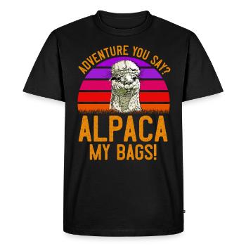 Alpaga mes sacs Alpiniste Drôle de randonnée - T-shirt Premium bio Homme - noir - Devant - Nico (187cm)