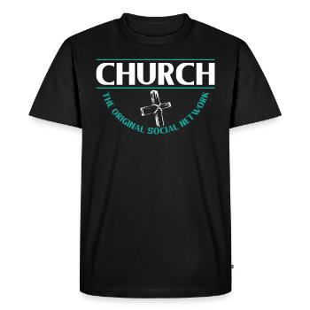 Église Le réseau social originel Foi - T-shirt Premium bio Homme - noir - Devant - Nico (187cm)