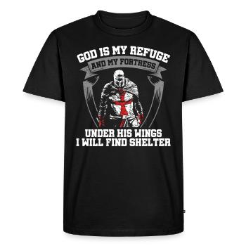 Dieu est mon refuge Templiers Chrétiens - T-shirt Premium bio Homme - noir - Devant - Nico (187cm)