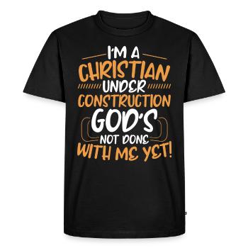 I am a Christian building up believing Jesus Christ - Men's Premium Organic T-Shirt - black - Front - Nico (187cm)