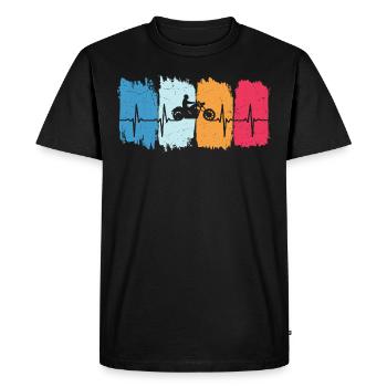 Chopper Moto Retro Heartbeat Motocycliste - T-shirt Premium bio Homme - noir - Devant - Nico (187cm)