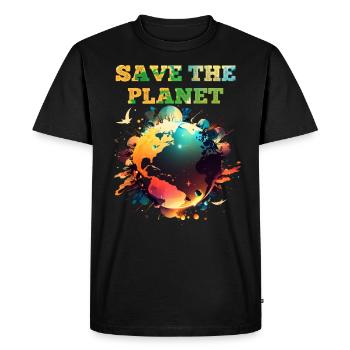 Save planet Earth, climate and nature - Men's Premium Organic T-Shirt - black - Front - Nico (187cm)