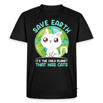 Save Earth Cat Lovers Conservation des espèces Environnement - T-shirt Premium bio Homme - noir - Devant - Nico (187cm)