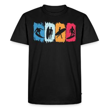 Surf Rétro Surfing Surfer Surfing - T-shirt Premium bio Homme - noir - Devant - Nico (187cm)