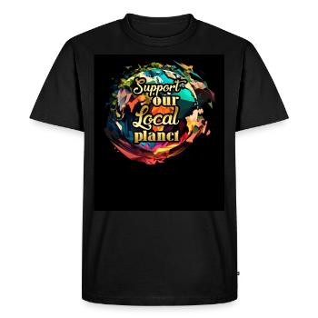 Soutenir la planète locale Protection de l’environnement Nature - T-shirt Premium bio Homme - noir - Devant - Nico (187cm)