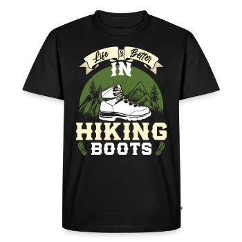 La vie est meilleure en bottes Randonnée Bergfan Wandern - T-shirt Premium bio Homme - noir - Devant - Nico (187cm)