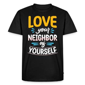 Aime ton prochain comme toi-même - T-shirt Premium bio Homme - noir - Devant - Nico (187cm)