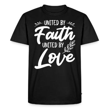 United in faith, united in love - Men's Premium Organic T-Shirt - black - Front - Nico (187cm)