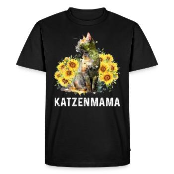 Chat Maman Fleurs Chats Amants Fans de chat - T-shirt Premium bio Homme - noir - Devant - Nico (187cm)