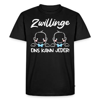 Zwillinge Eins kann Jeder! Zwillingsmama 2024 - Männer Premium Bio T-Shirt - Schwarz - Vorne - Nico (187cm)