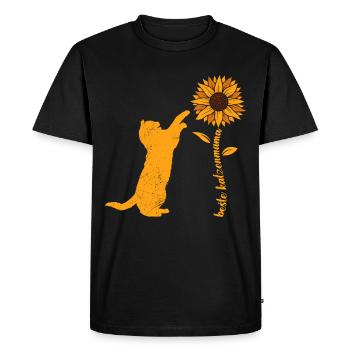 Meilleur chat maman tournesol chat amoureux - T-shirt Premium bio Homme - noir - Devant - Nico (187cm)