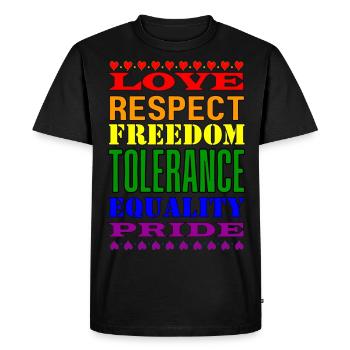 Fierté 2023 Mots et couleurs arc-en-ciel - T-shirt Premium bio Homme - noir - Devant - Nico (187cm)