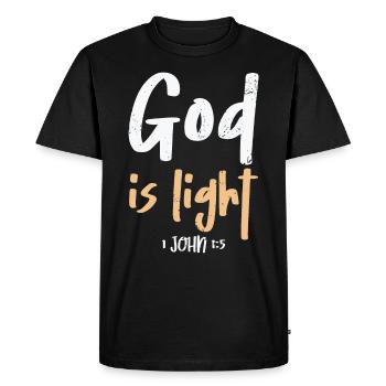 Dieu est Lumière Chrétien Bible Verset Foi - T-shirt Premium bio Homme - noir - Devant - Nico (187cm)