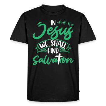 En Jésus, nous trouverons le verset biblique du salut - T-shirt Premium bio Homme - noir - Devant - Nico (187cm)