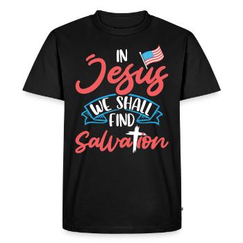 In Jesus we will find salvation American - Men's Premium Organic T-Shirt - black - Front - Nico (187cm)