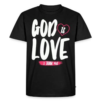Dieu est Amour Chrétien Bible Verset Foi - T-shirt Premium bio Homme - noir - Devant - Nico (187cm)