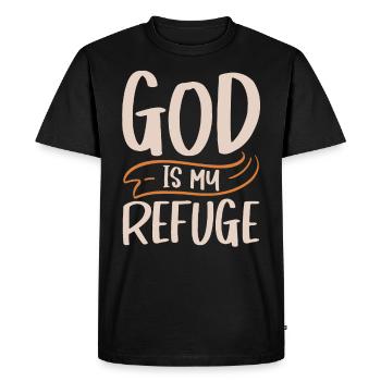 Dieu est mon refuge verset biblique chrétien - T-shirt Premium bio Homme - noir - Devant - Nico (187cm)
