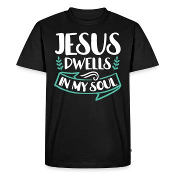 Jésus habite dans mon âme verset biblique Foi - T-shirt Premium bio Homme - noir - Devant - Nico (187cm)