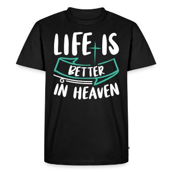 La vie est meilleure au ciel Verset biblique Foi - T-shirt Premium bio Homme - noir - Devant - Nico (187cm)