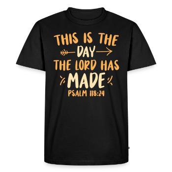 C’est le jour que le Seigneur a fait - T-shirt Premium bio Homme - noir - Devant - Nico (187cm)