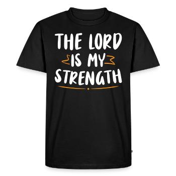 Le Seigneur est ma force Verset biblique Chrétien - T-shirt Premium bio Homme - noir - Devant - Nico (187cm)