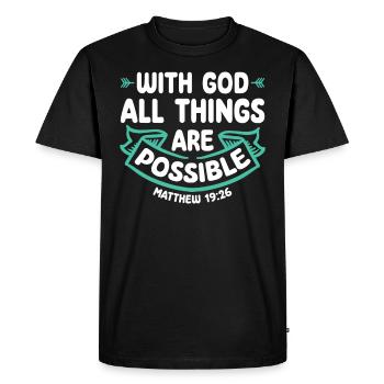 Avec Dieu, tout est possible verset biblique Jésus - T-shirt Premium bio Homme - noir - Devant - Nico (187cm)