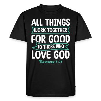 Toutes choses concourent à de bons versets bibliques - T-shirt Premium bio Homme - noir - Devant - Nico (187cm)