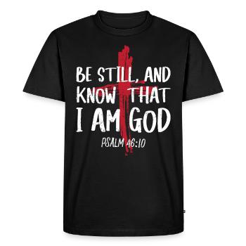 Tais-toi et sache que je suis Dieu Psaume - T-shirt Premium bio Homme - noir - Devant - Nico (187cm)