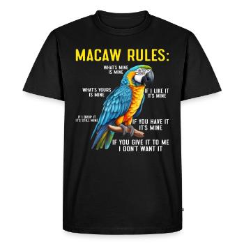 Macaw Rules Macaw Parrot Keeper Bird Friend - Men's Premium Organic T-Shirt - black - Front - Nico (187cm)