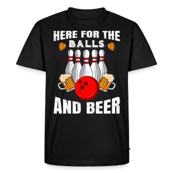 Bowling Here for the Balls and Beer Bierfan - Men's Premium Organic T-Shirt - black - Front - Nico (187cm)