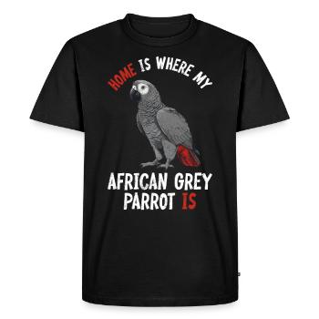 La maison est l’endroit où mon perroquet gris est amoureux des oiseaux - T-shirt Premium bio Homme - noir - Devant - Nico (187cm)
