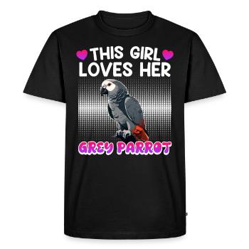 Cette fille aime ses filles perroquets gris - T-shirt Premium bio Homme - noir - Devant - Nico (187cm)