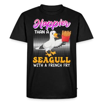 Plus heureux qu’une mouette avec une frite Mouettes - T-shirt Premium bio Homme - noir - Devant - Nico (187cm)