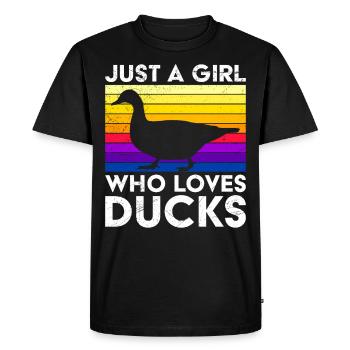 Tout simplement une fille qui aime les canards gardien de canards - T-shirt Premium bio Homme - noir - Devant - Nico (187cm)