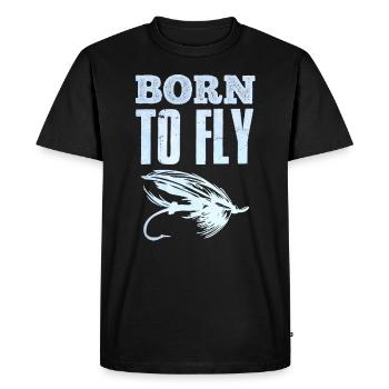 Pêche à la mouche née d’un pêcheur de chasse au poisson à la mouche - T-shirt Premium bio Homme - noir - Devant - Nico (187cm)