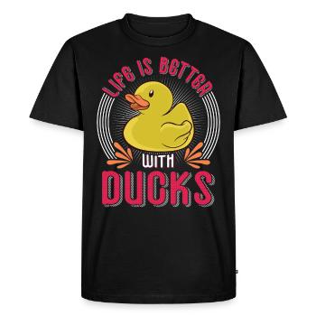 La vie des éleveurs de canards est meilleure avec Ducks Duck Fan - T-shirt Premium bio Homme - noir - Devant - Nico (187cm)
