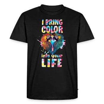 Perroquet ara J’apporte de la couleur dans votre vie Perroquets - T-shirt Premium bio Homme - noir - Devant - Nico (187cm)