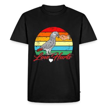 Love Hurts Grey Parrot African Grey - Men's Premium Organic T-Shirt - black - Front - Nico (187cm)