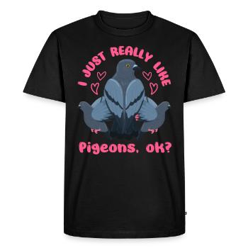 Amoureux des pigeons J’aime juste les pigeons, d’accord? - T-shirt Premium bio Homme - noir - Devant - Nico (187cm)