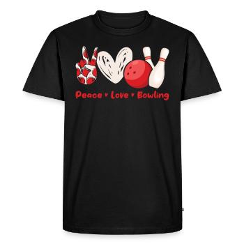 Peace Love Bowling Chemise Bowling Joueur de bowling - T-shirt Premium bio Homme - noir - Devant - Nico (187cm)